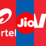 Logos of Airtel, Jio, Vi
