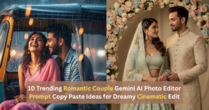 Indian couple in cinematic Bollywood style, emotional expressions, dramatic lighting, slow-motion effect, romantic movie scene, ultra-realistic, 4K cinematic frame!