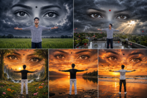Giant Female Eyes AI Photo Prompts: 5 Ultra-Realistic 8K Cinematic Photo Editing Prompts